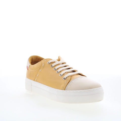 Miz Mooz Melisa Womens Yellow Leather Lace Up Lifestyle Sneakers Shoes