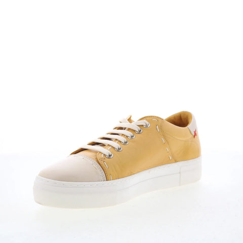 Miz Mooz Melisa Womens Yellow Leather Lace Up Lifestyle Sneakers Shoes