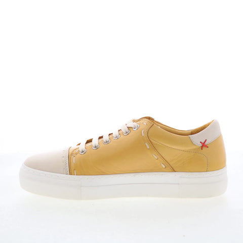 Miz Mooz Melisa Womens Yellow Leather Lace Up Lifestyle Sneakers Shoes