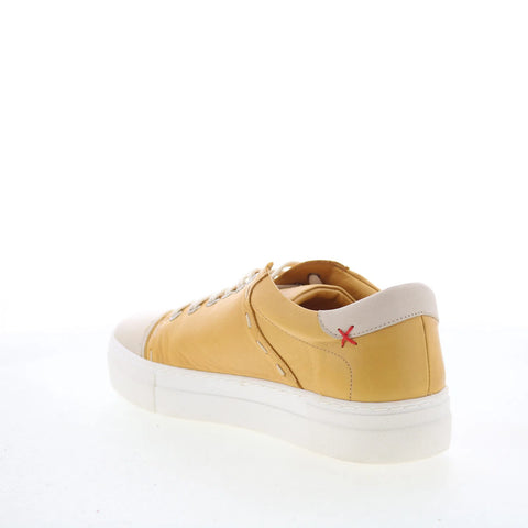 Miz Mooz Melisa Womens Yellow Leather Lace Up Lifestyle Sneakers Shoes