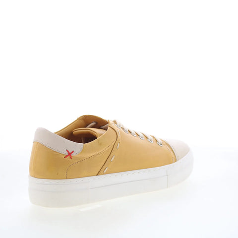 Miz Mooz Melisa Womens Yellow Leather Lace Up Lifestyle Sneakers Shoes