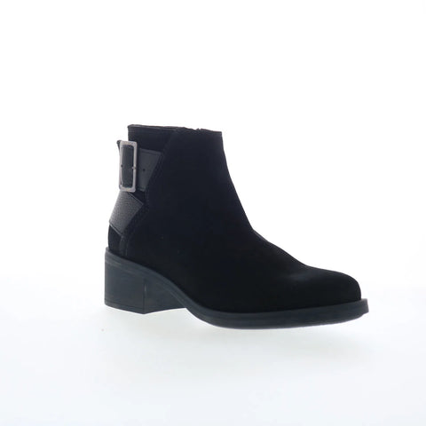 Clarks Memi Buckle 26167856 Womens Black Suede Zipper Casual Dress Boots