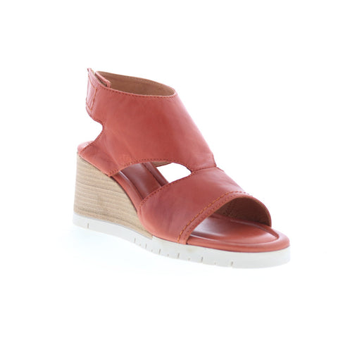 Miz Mooz Meredyth Womens Red Leather Strap Wedges Sandals Shoes