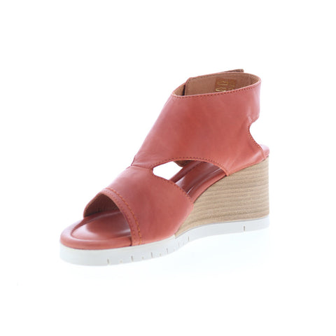 Miz Mooz Meredyth Womens Red Leather Strap Wedges Sandals Shoes