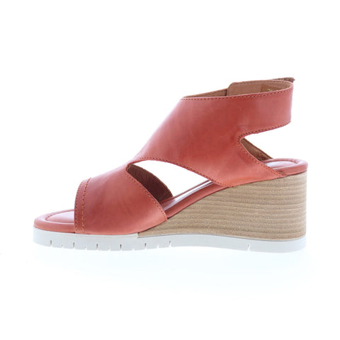 Miz Mooz Meredyth Womens Red Leather Strap Wedges Sandals Shoes
