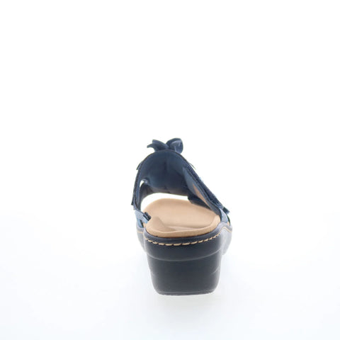 Clarks Merliah Raelyn 26177414 Womens Blue Leather Slides Sandals Shoes