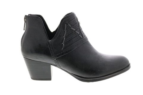 Earth Merlin Short Womens Black Leather Zipper Ankle & Booties Boots
