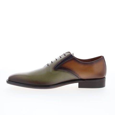 Mezlan Mez101 Mens Green Leather Oxfords & Lace Ups Plain Toe Shoes