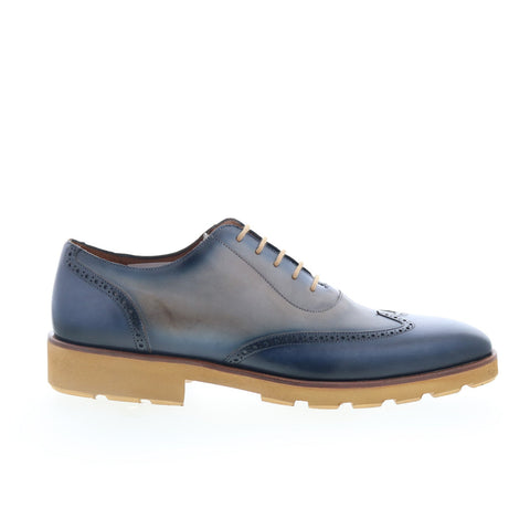 Mezlan Mez10 Mens Blue Leather Oxfords & Lace Ups Wingtip & Brogue Shoes