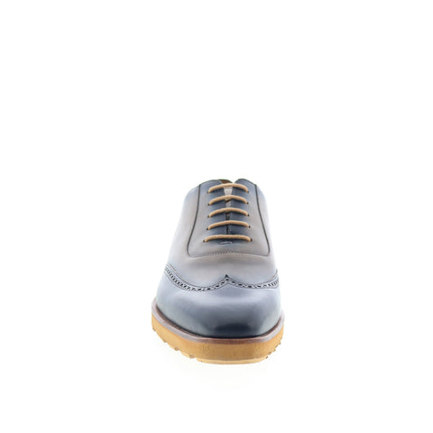 Mezlan Mez10 Mens Blue Leather Oxfords & Lace Ups Wingtip & Brogue Shoes