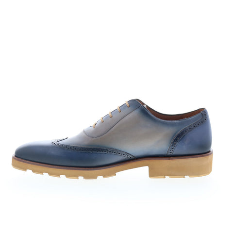 Mezlan Mez10 Mens Blue Leather Oxfords & Lace Ups Wingtip & Brogue Shoes