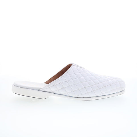 Mezlan Mez137 Mens White Leather Slip On Mules Slippers Shoes