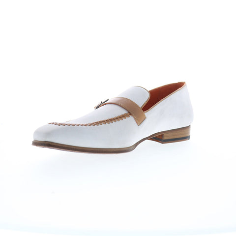 Mezlan Mez164 Mens White Leather Loafers & Slip Ons Casual Shoes