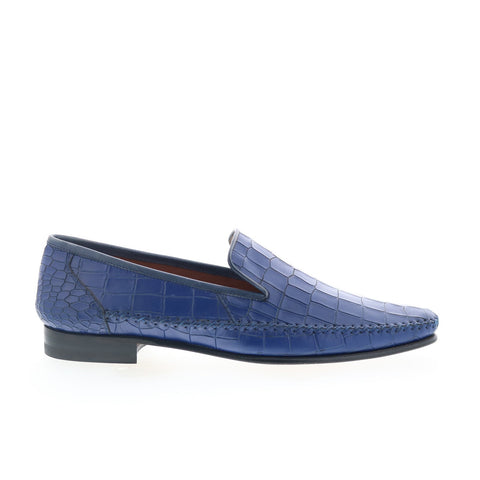 Mezlan Mez170 Mens Blue Leather Loafers & Slip Ons Casual Shoes