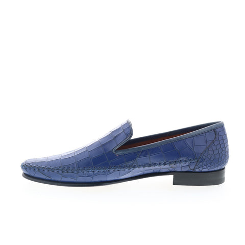 Mezlan Mez170 Mens Blue Leather Loafers & Slip Ons Casual Shoes