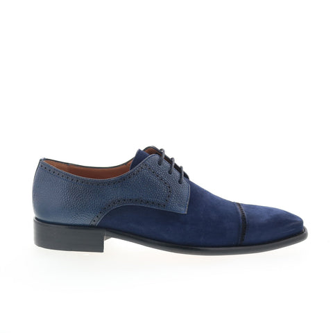 Mezlan Mez227 Mens Blue Suede Oxfords & Lace Ups Cap Toe Shoes