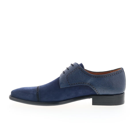 Mezlan Mez227 Mens Blue Suede Oxfords & Lace Ups Cap Toe Shoes
