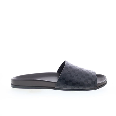 Mezlan Mez257 Mens Black Leather Slip On Slides Sandals Shoes