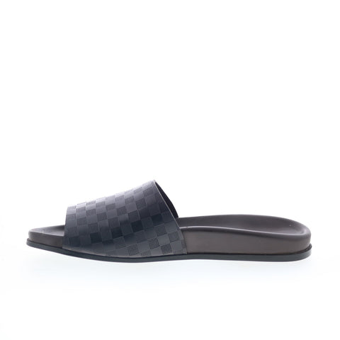 Mezlan Mez257 Mens Black Leather Slip On Slides Sandals Shoes