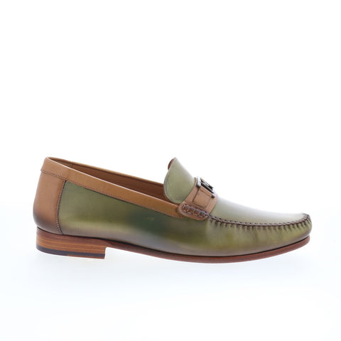 Mezlan Mez25 Mens Green Leather Loafers & Slip Ons Casual Shoes