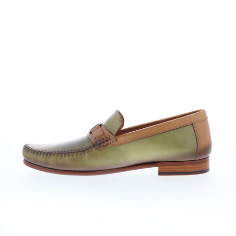 Mezlan Mez25 Mens Green Leather Loafers & Slip Ons Casual Shoes