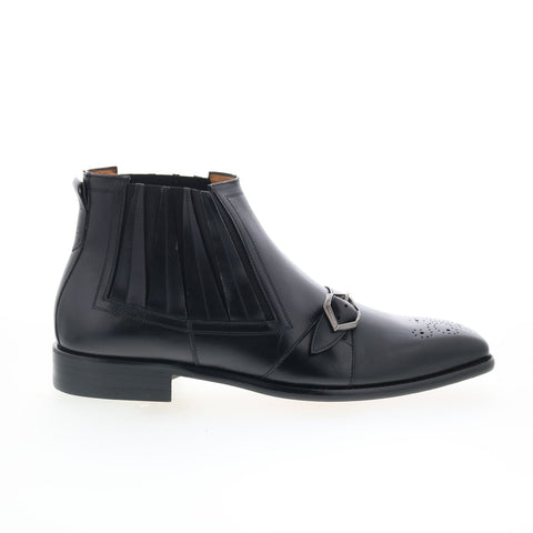 Mezlan Mez261 Mens Black Leather Hook & Loop Casual Dress Boots
