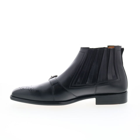 Mezlan Mez261 Mens Black Leather Hook & Loop Casual Dress Boots