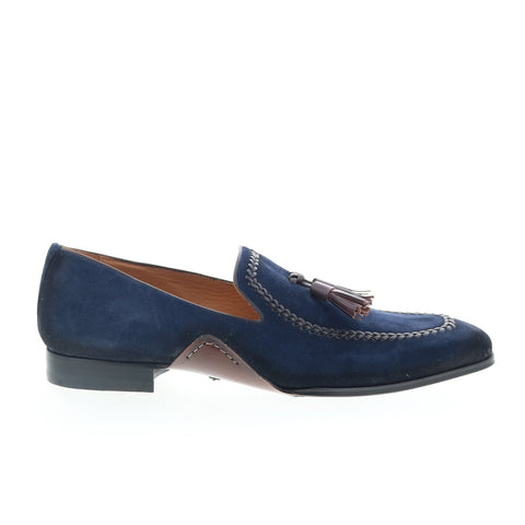 Mezlan Mez267 Mens Blue Suede Loafers & Slip Ons Tasseled Shoes