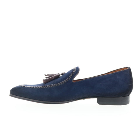 Mezlan Mez267 Mens Blue Suede Loafers & Slip Ons Tasseled Shoes
