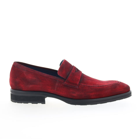 Mezlan Mez268 Mens Red Suede Slip On Loafers & Slip Ons Penny Shoes