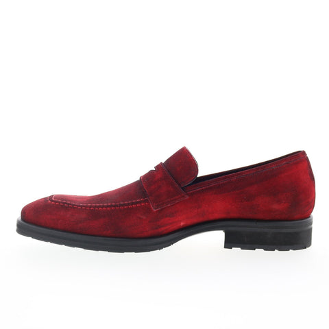 Mezlan Mez268 Mens Red Suede Slip On Loafers & Slip Ons Penny Shoes