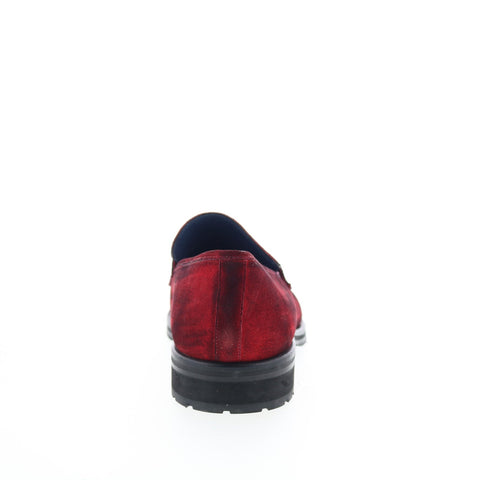 Mezlan Mez268 Mens Red Suede Slip On Loafers & Slip Ons Penny Shoes