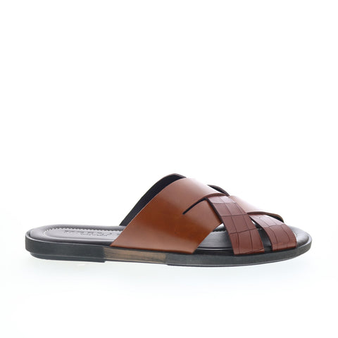 Mezlan Mez271 Mens Brown Leather Slip On Slides Sandals Shoes