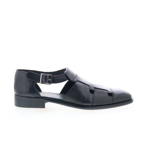 Mezlan Mez313 Mens Black Leather Hook & Loop Sport Sandals Shoes