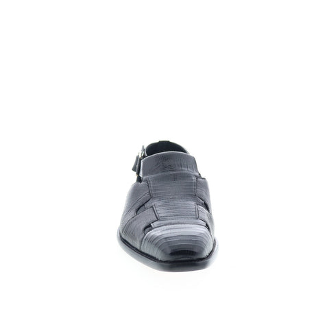 Mezlan Mez313 Mens Black Leather Hook & Loop Sport Sandals Shoes