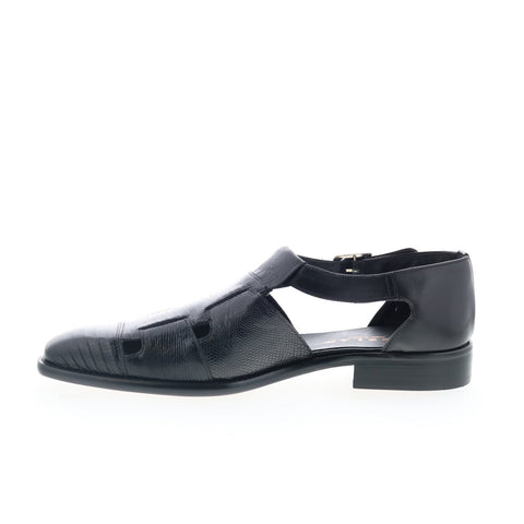 Mezlan Mez313 Mens Black Leather Hook & Loop Sport Sandals Shoes