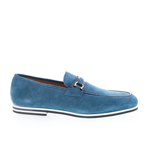 Mezlan Mez318 Mens Blue Suede Slip On Loafers & Slip Ons Penny Shoes
