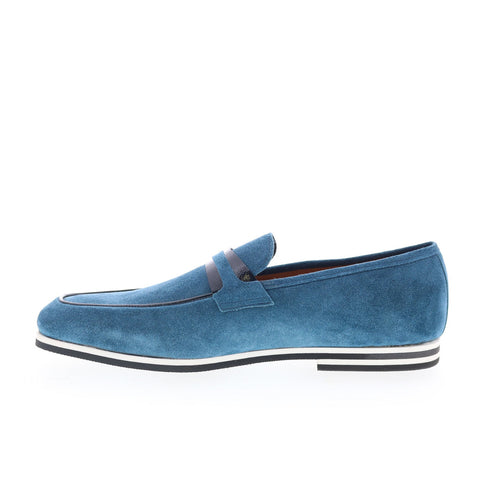 Mezlan Mez318 Mens Blue Suede Slip On Loafers & Slip Ons Penny Shoes