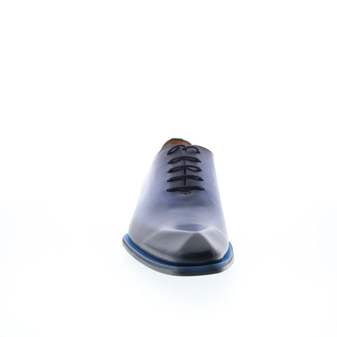 Mezlan Mez337 Mens Blue Leather Oxfords & Lace Ups Plain Toe Shoes