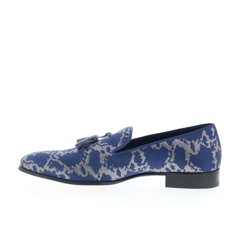 Mezlan Mez360 Mens Blue Leather Loafers & Slip Ons Tasseled Shoes