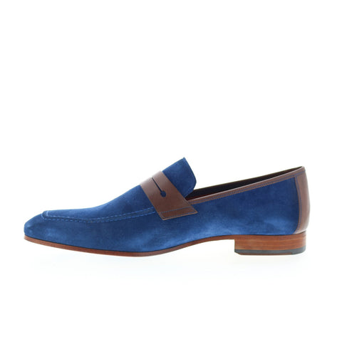 Mezlan Mez373 Mens Blue Suede Slip On Loafers & Slip Ons Penny Shoes