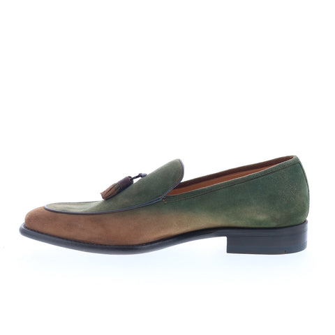 Mezlan Mez381 Mens Green Suede Loafers & Slip Ons Tasseled Shoes