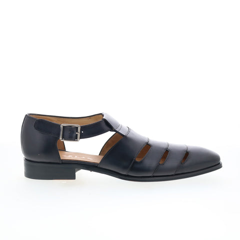 Mezlan Mez406 Mens Black Leather Hook & Loop Sport Sandals Shoes
