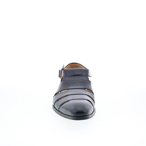 Mezlan Mez406 Mens Black Leather Hook & Loop Sport Sandals Shoes