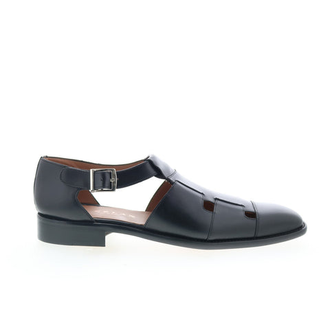 Mezlan Mez447 Mens Black Leather Hook & Loop Sport Sandals Shoes