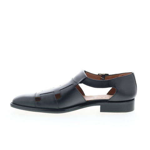 Mezlan Mez447 Mens Black Leather Hook & Loop Sport Sandals Shoes