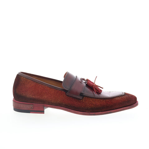 Mezlan Mez44 Mens Burgundy Leather Loafers & Slip Ons Tasseled Shoes