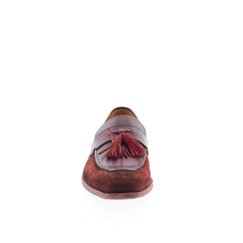 Mezlan Mez44 Mens Burgundy Leather Loafers & Slip Ons Tasseled Shoes