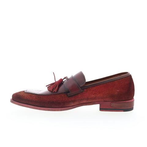 Mezlan Mez44 Mens Burgundy Leather Loafers & Slip Ons Tasseled Shoes