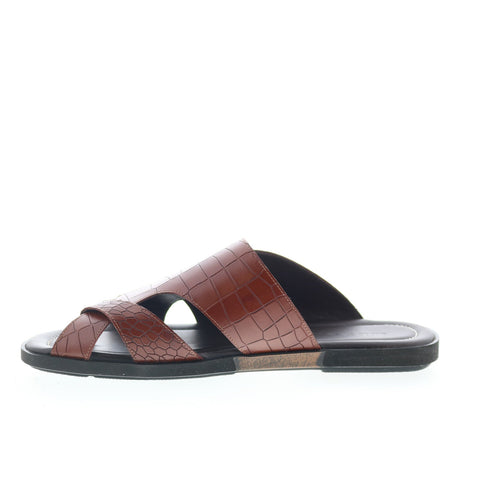 Mezlan Mez462 Mens Brown Leather Slip On Slides Sandals Shoes